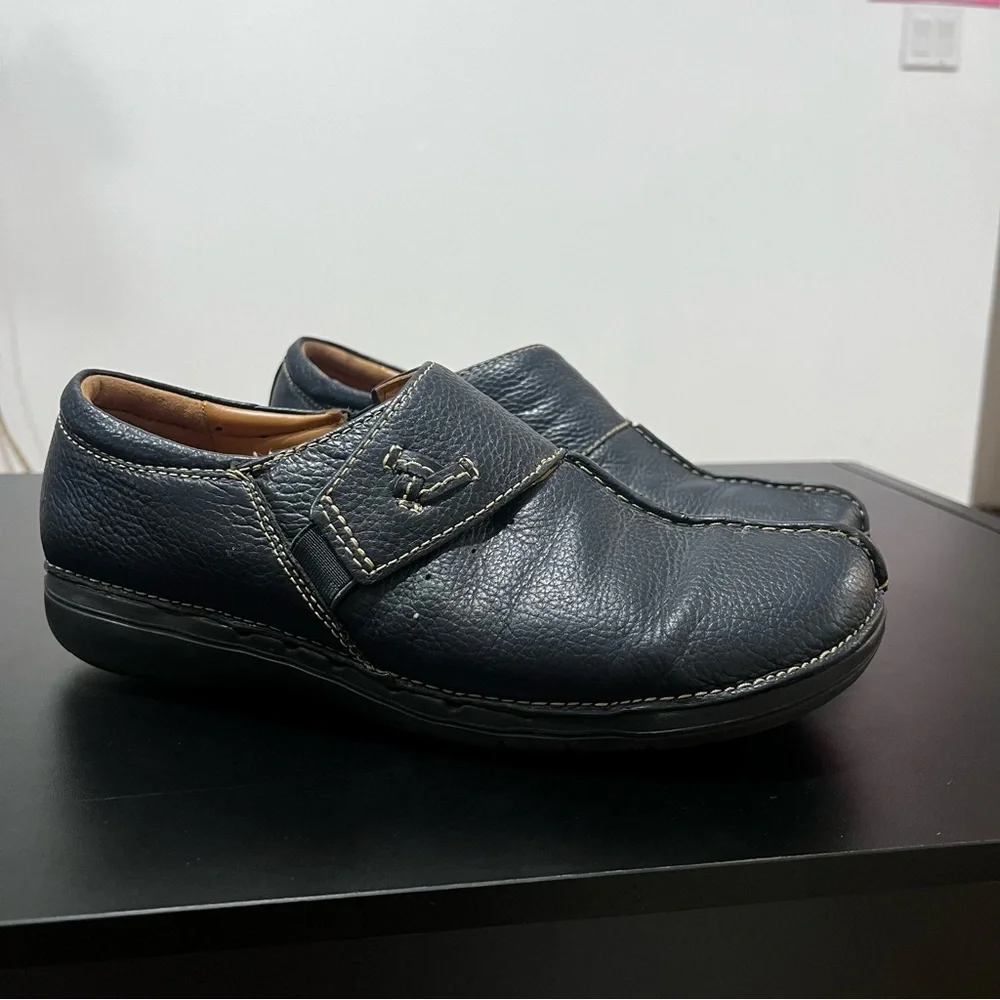 Born WoMen's Leather Casual Slip-On Loafers - Dark Blue 10